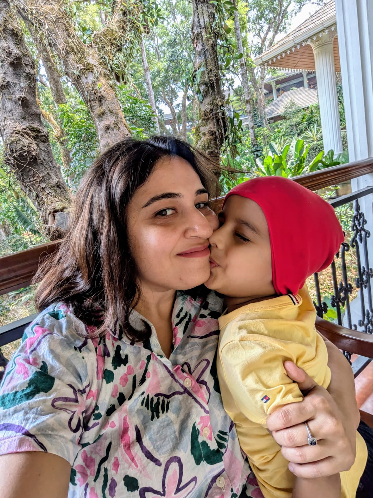 Nikhila's son kissing her cheek